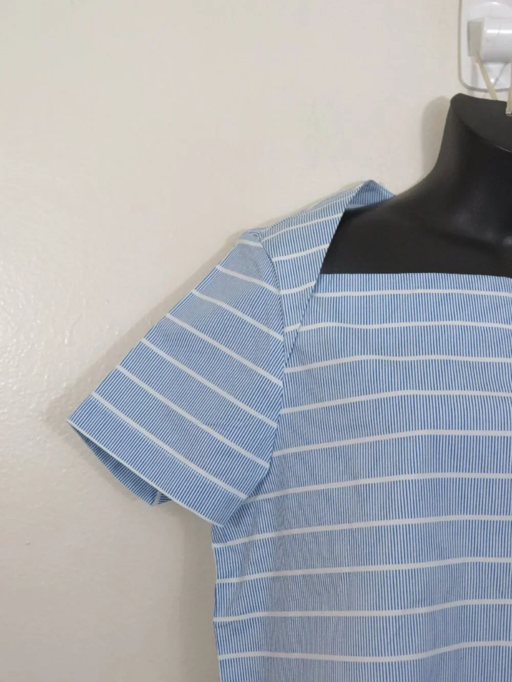Kate Spade Saturday size Large Let Loose Striped Top Blue Cotton NEW